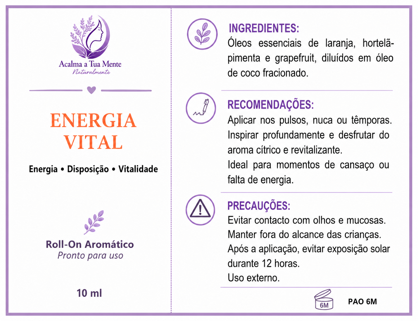 Energia Vital | Roll-On Aromático Natural 10 ml