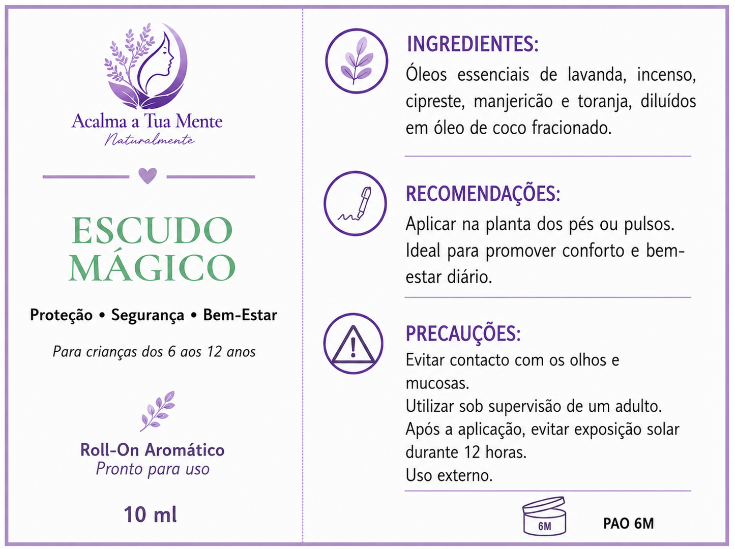 Escudo Mágico | Roll-On Aromático Infantil 10 ml - ACALMA A TUA MENTE NATURALMENTE - ÓLEOS ESSENCIAIS E TERAPIAS