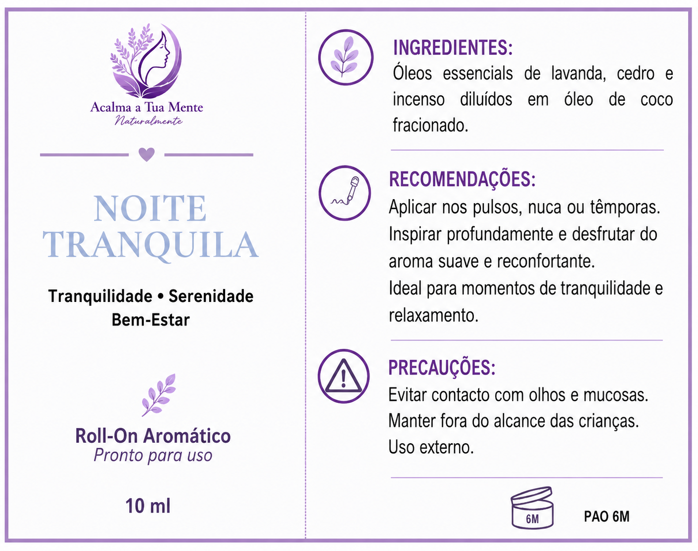 Noite Tranquila | Roll-On Aromático Natural 10 ml