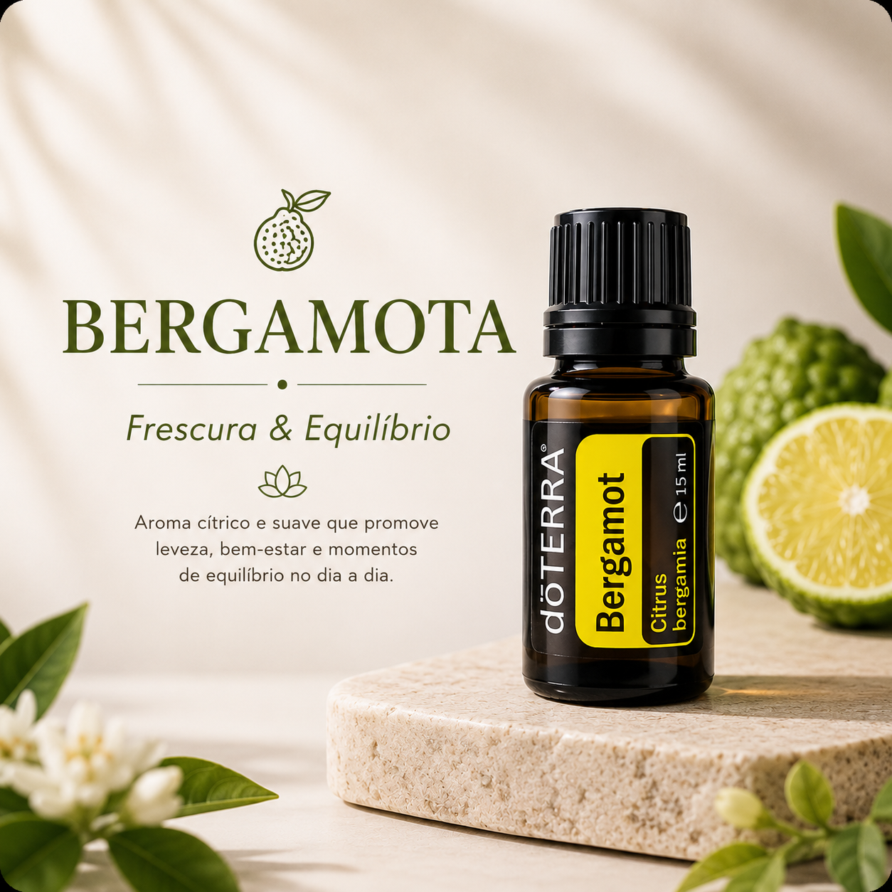 Bergamota dōTERRA | Óleo Essencial Cítrico & Equilíbrio Emocional 15 ml - ACALMA A TUA MENTE NATURALMENTE - ÓLEOS ESSENCIAIS E TERAPIAS