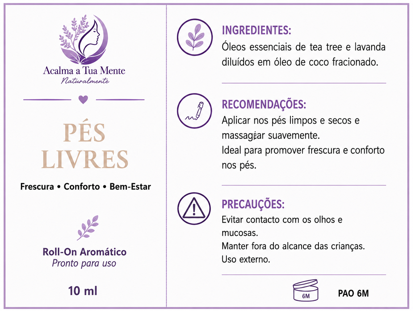 Pés Livres | Roll-On Natural para Cuidado dos Pés 10 ml
