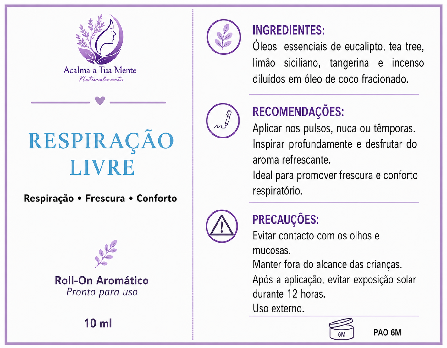 Respiração Livre | Roll-On Aromático Natural 10 ml