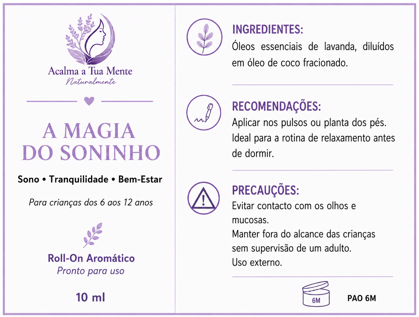 A Magia do Soninho | Roll-On Aromático Infantil 10 ml - ACALMA A TUA MENTE NATURALMENTE - ÓLEOS ESSENCIAIS E TERAPIAS