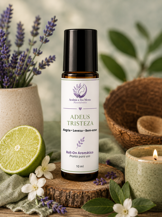 Adeus Tristeza | Roll-On Aromático Natural 10 ml - ACALMA A TUA MENTE NATURALMENTE - ÓLEOS ESSENCIAIS E TERAPIAS