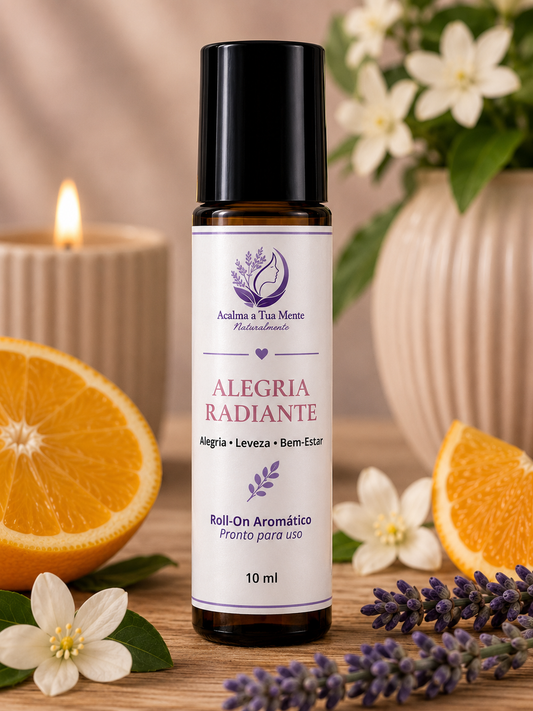 Alegria Radiante | Roll-On Aromático Natural 10 ml - ACALMA A TUA MENTE NATURALMENTE - ÓLEOS ESSENCIAIS E TERAPIAS
