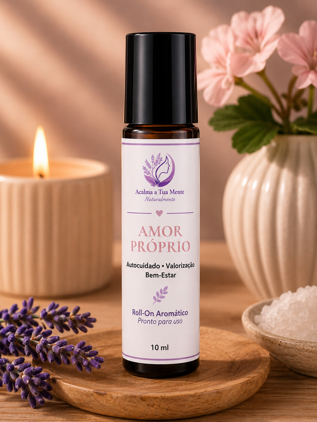 Amor Próprio | Roll-On Aromático Natural 10 ml - ACALMA A TUA MENTE NATURALMENTE - ÓLEOS ESSENCIAIS E TERAPIAS