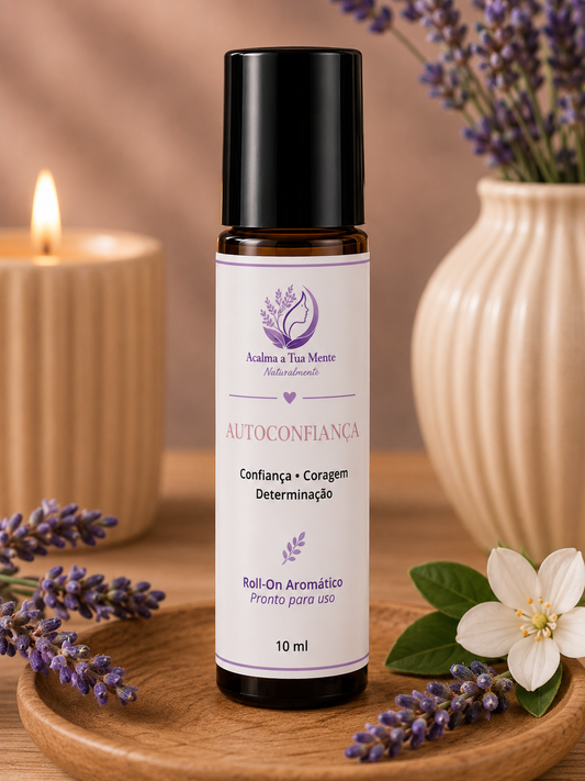 Autoconfiança | Roll-On Aromático Natural 10 ml - ACALMA A TUA MENTE NATURALMENTE - ÓLEOS ESSENCIAIS E TERAPIAS
