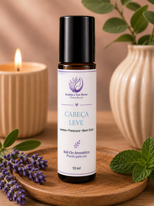 Cabeça Leve | Roll-On Aromático Natural 10 ml - ACALMA A TUA MENTE NATURALMENTE - ÓLEOS ESSENCIAIS E TERAPIAS