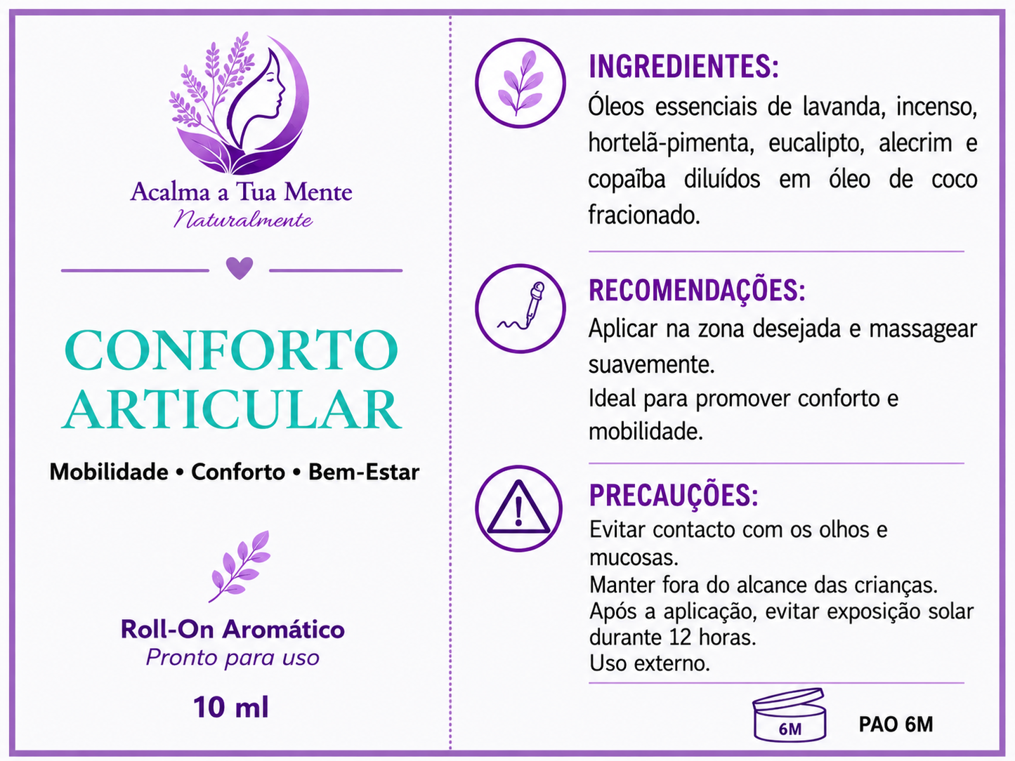 Conforto Articular | Roll-On Aromático Natural 10 ml