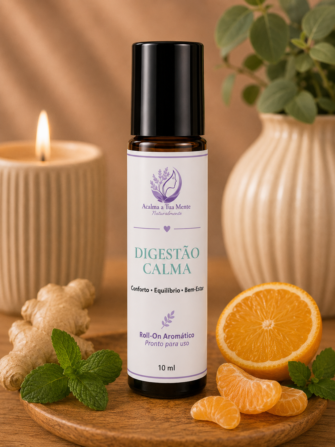 Digestão Calma | Roll-On Aromático Natural 10 ml - ACALMA A TUA MENTE NATURALMENTE - ÓLEOS ESSENCIAIS E TERAPIAS