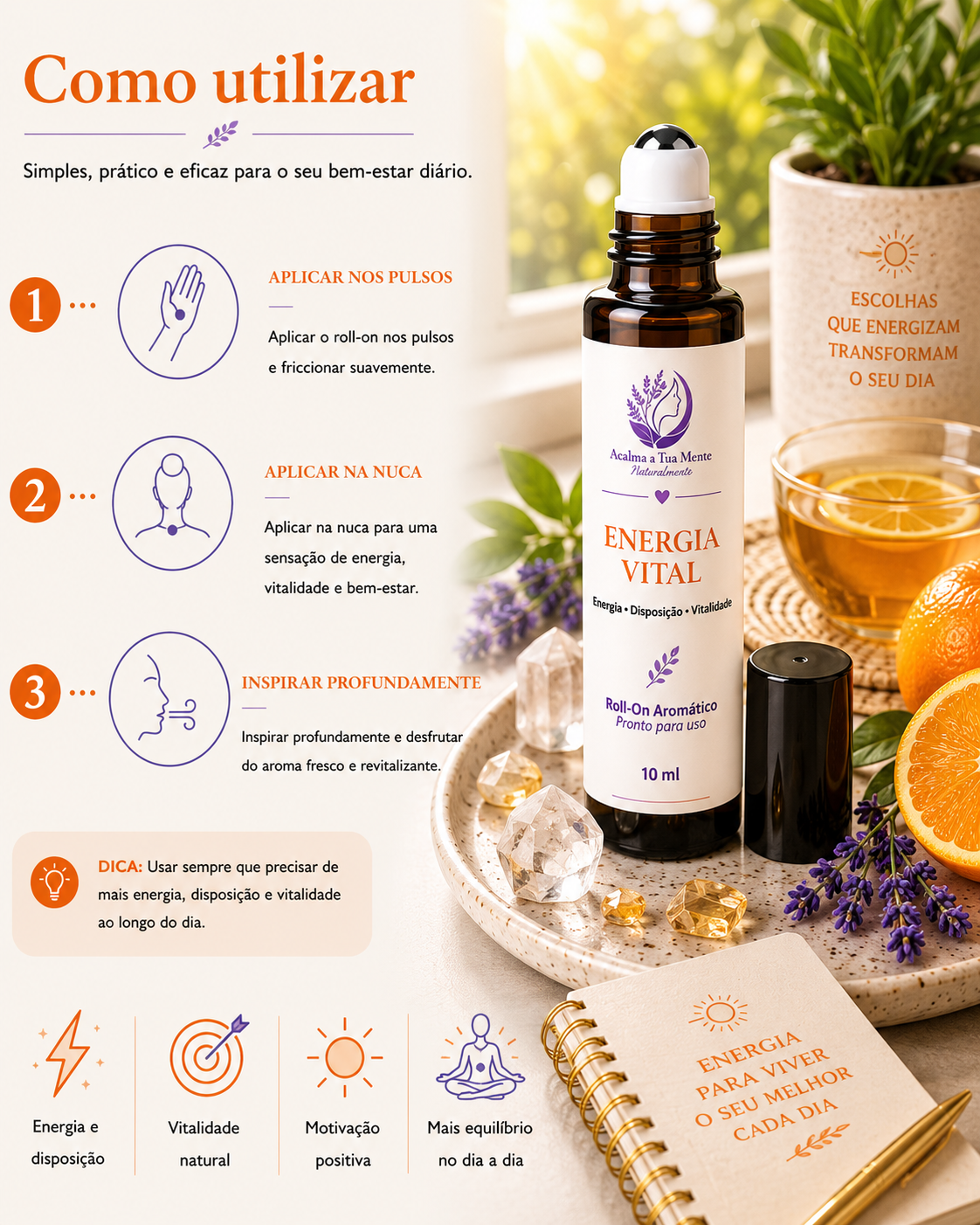 Energia Vital | Roll-On Aromático Natural 10 ml