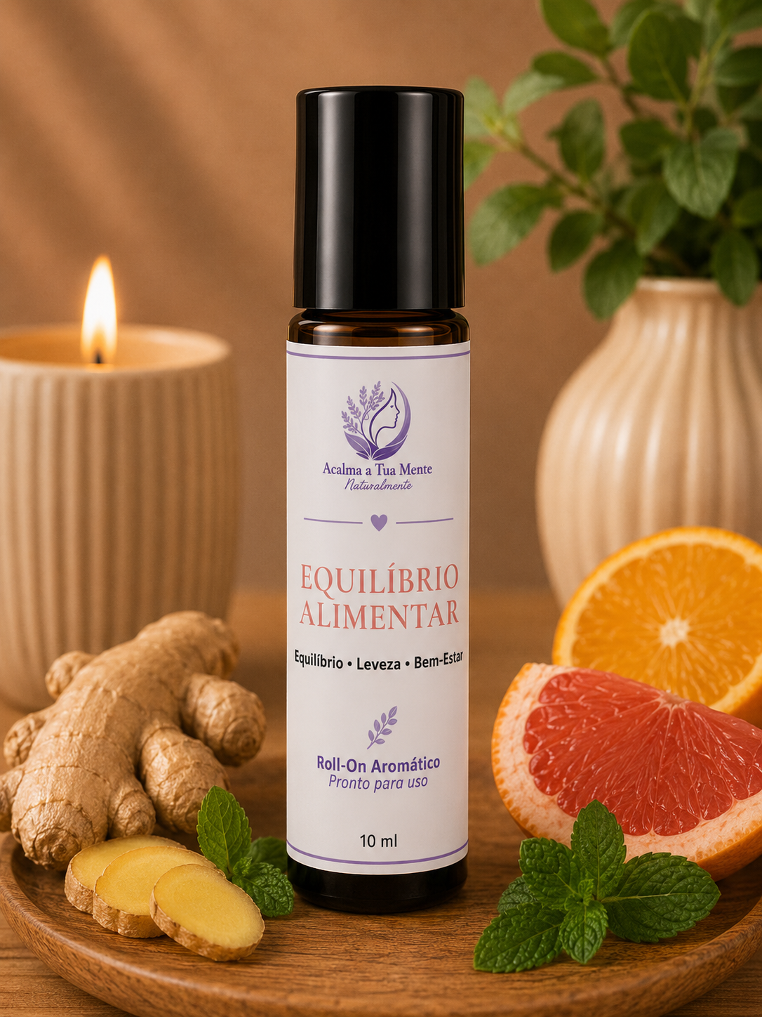 Equilíbrio Alimentar | Roll-On Aromático Natural 10 ml - ACALMA A TUA MENTE NATURALMENTE - ÓLEOS ESSENCIAIS E TERAPIAS
