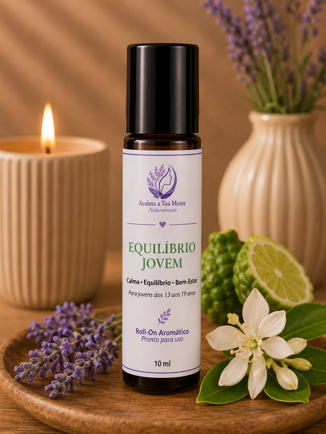 Equilíbrio Jovem | Roll-On Aromático Natural 10 ml - ACALMA A TUA MENTE NATURALMENTE - ÓLEOS ESSENCIAIS E TERAPIAS