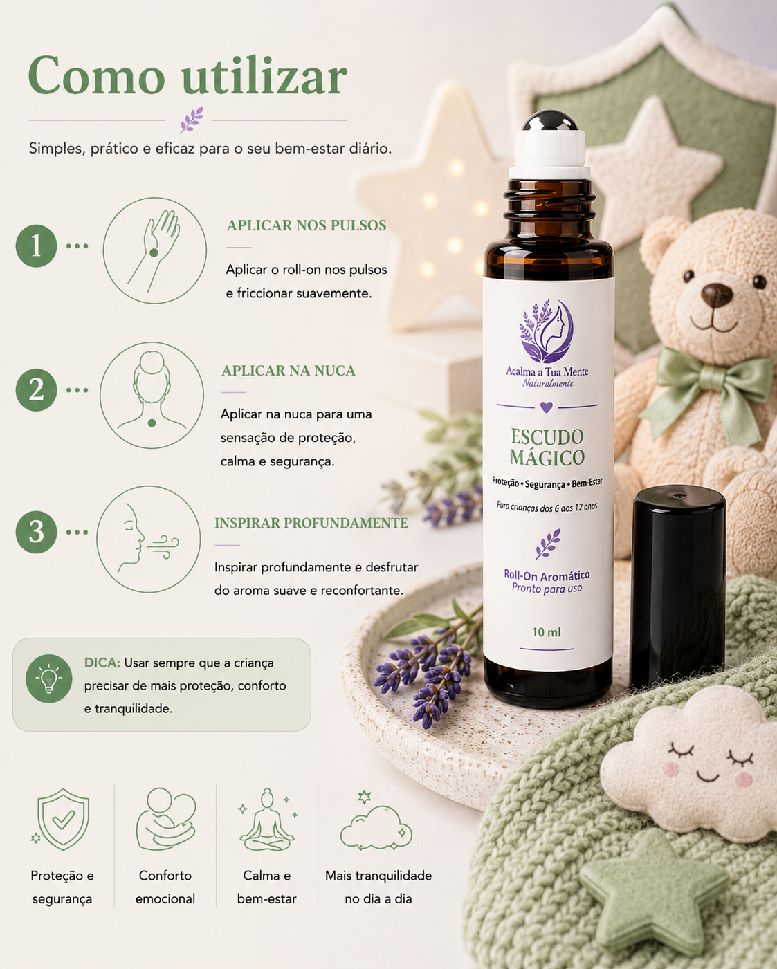Escudo Mágico | Roll-On Aromático Infantil 10 ml - ACALMA A TUA MENTE NATURALMENTE - ÓLEOS ESSENCIAIS E TERAPIAS