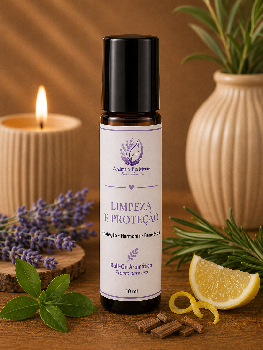 Limpeza e Proteção | Roll-On Aromático Natural 10 ml - ACALMA A TUA MENTE NATURALMENTE - ÓLEOS ESSENCIAIS E TERAPIAS
