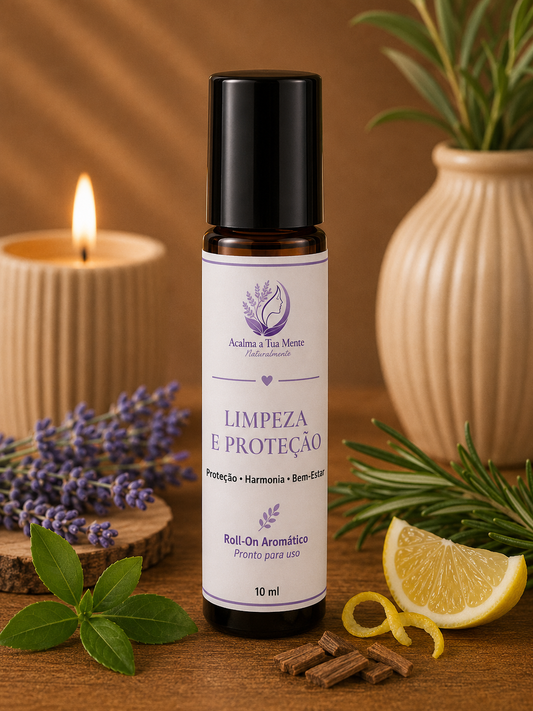 Limpeza e Proteção | Roll-On Aromático Natural 10 ml - ACALMA A TUA MENTE NATURALMENTE - ÓLEOS ESSENCIAIS E TERAPIAS