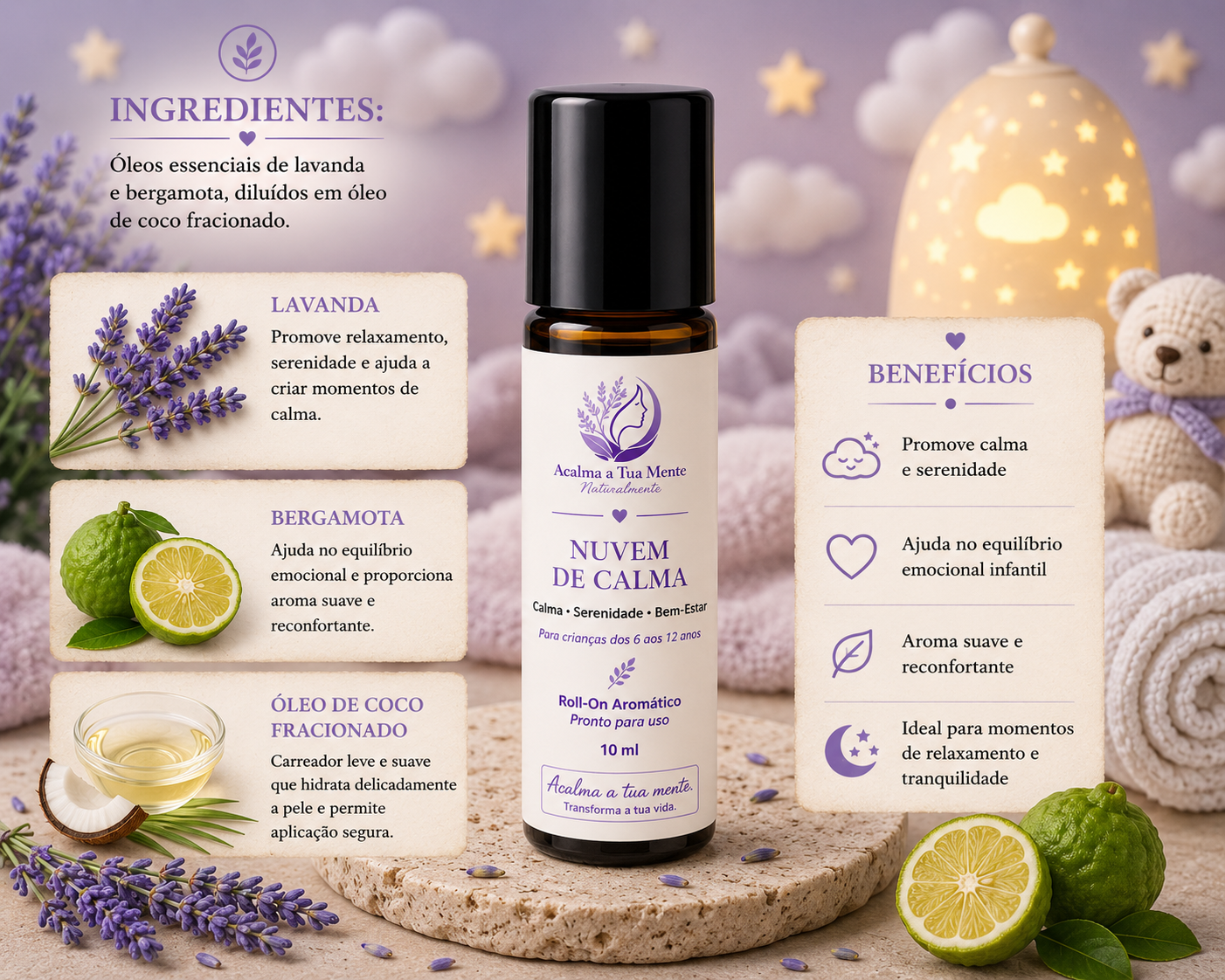 Nuvem de Calma | Roll-On Aromático Infantil 10 ml
