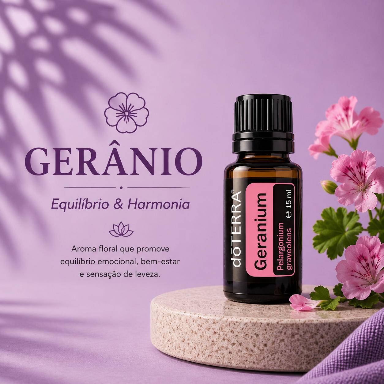 Gerânio dōTERRA | Óleo Essencial Floral & Equilíbrio Emocional 15 ml - ACALMA A TUA MENTE NATURALMENTE - ÓLEOS ESSENCIAIS E TERAPIAS