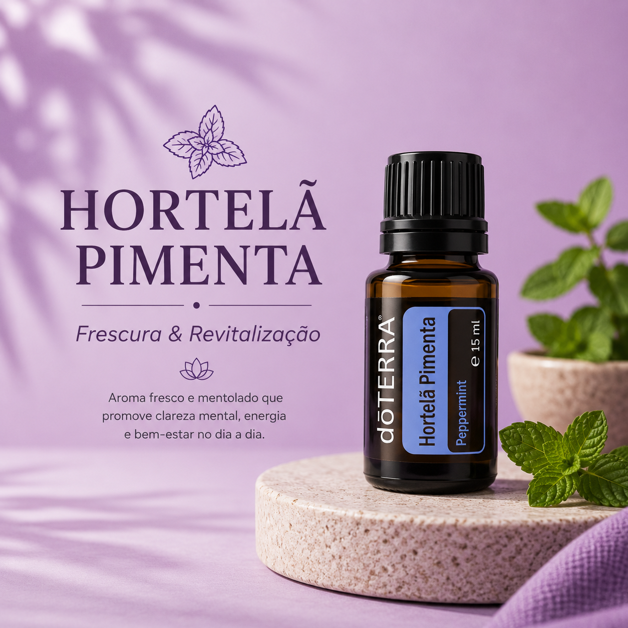 Hortelã-Pimenta dōTERRA | Óleo Essencial Refrescante & Clareza 15 ml - ACALMA A TUA MENTE NATURALMENTE - ÓLEOS ESSENCIAIS E TERAPIAS