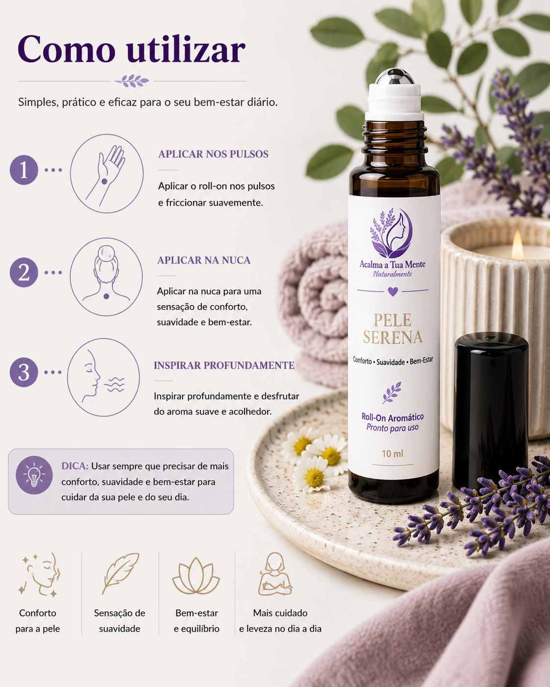 Pele Serena | Roll-On Aromático Natural 10 ml