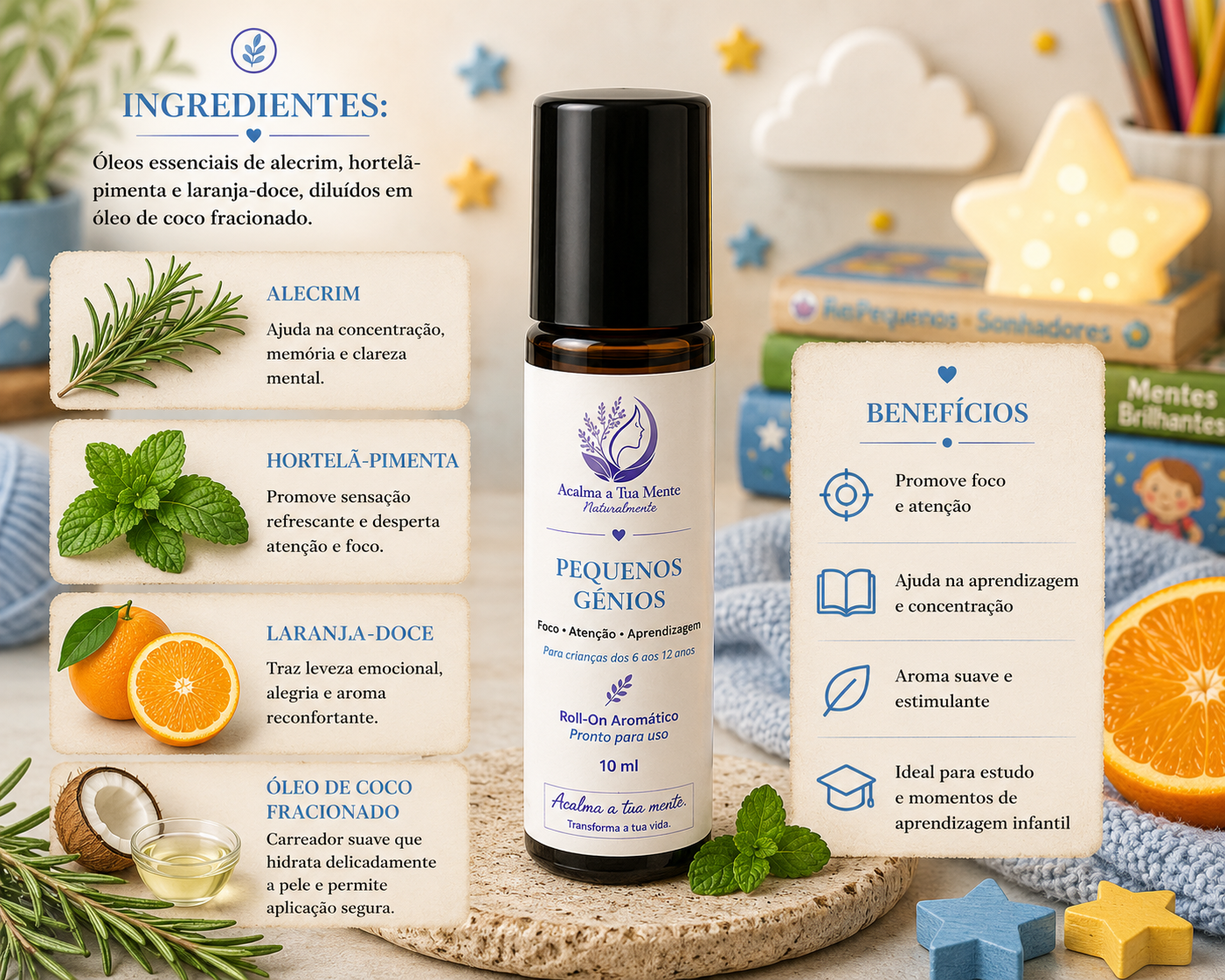 Pequenos Génios | Roll-On Aromático Infantil 10 ml