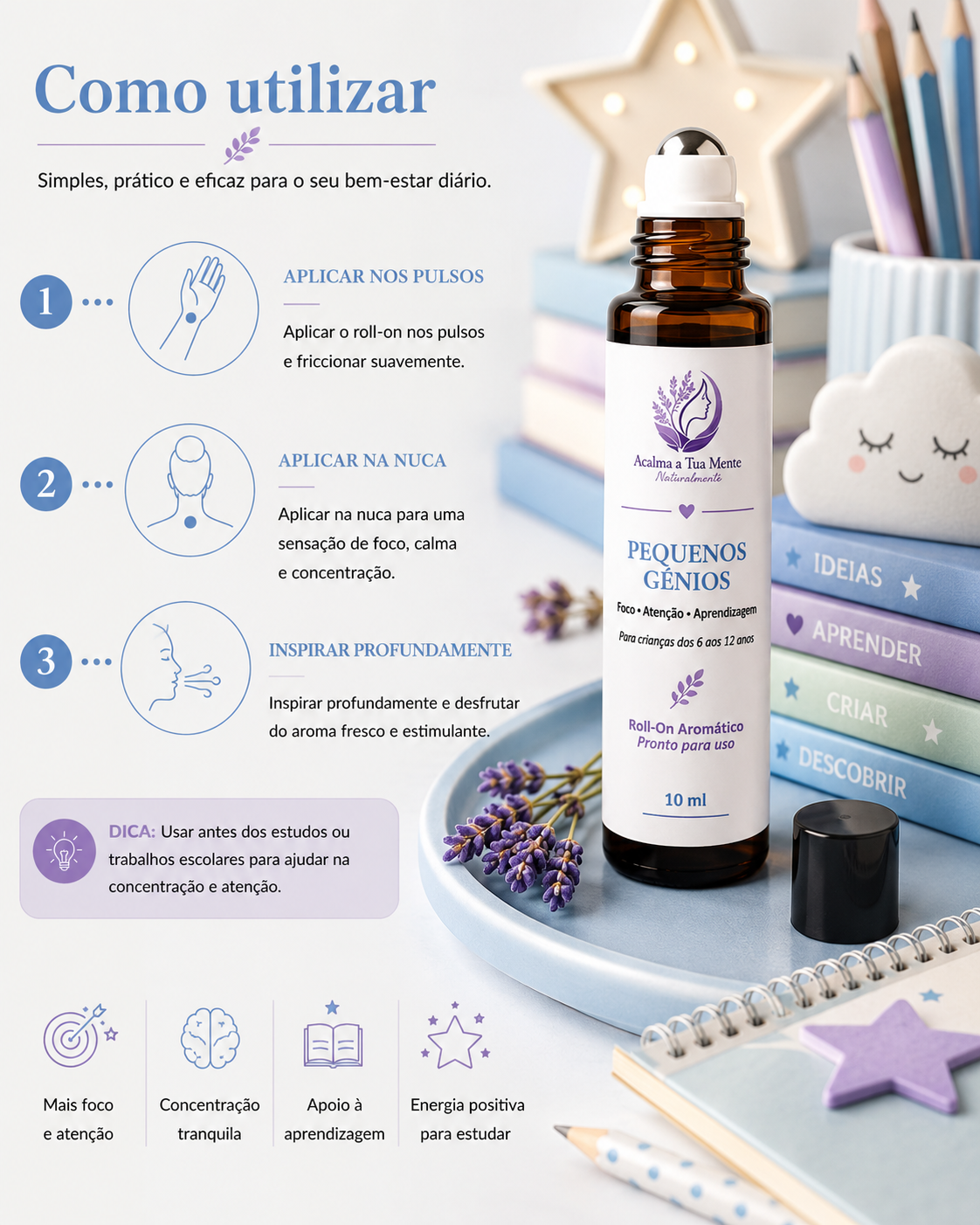 Pequenos Génios | Roll-On Aromático Infantil 10 ml