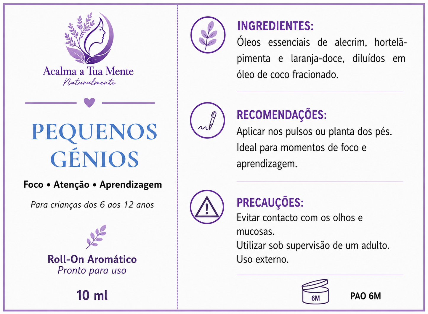 Pequenos Génios | Roll-On Aromático Infantil 10 ml