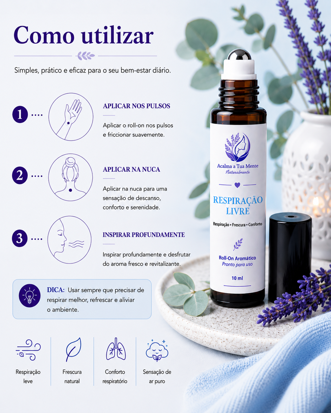 Respiração Livre | Roll-On Aromático Natural 10 ml