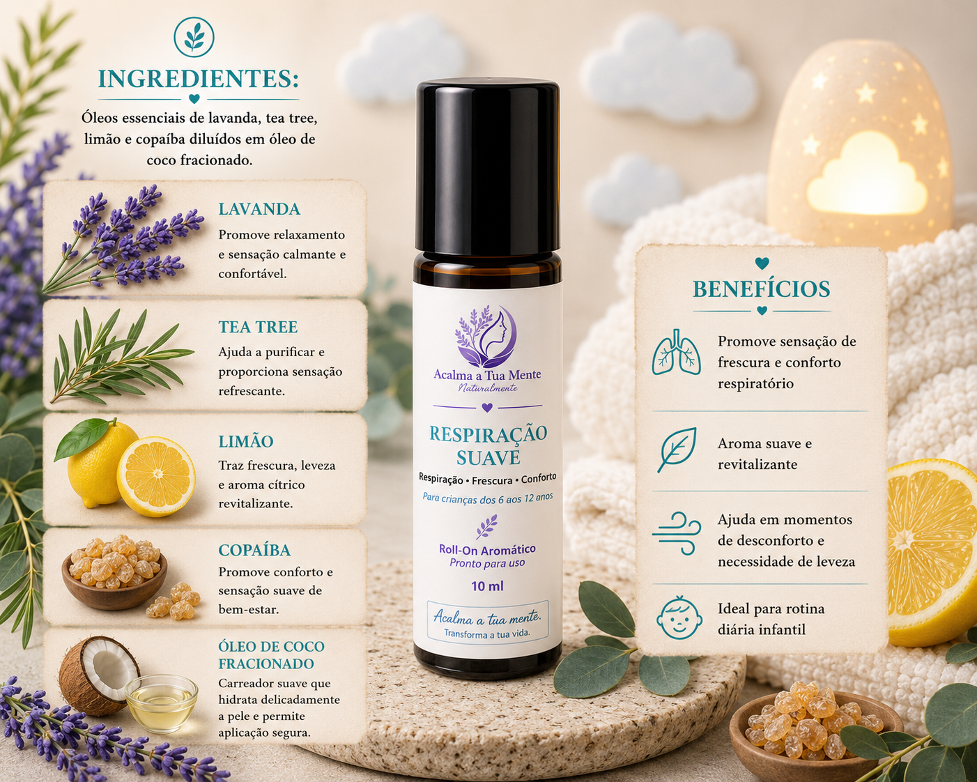Respiração Suave | Roll-On Aromático Infantil 10 ml
