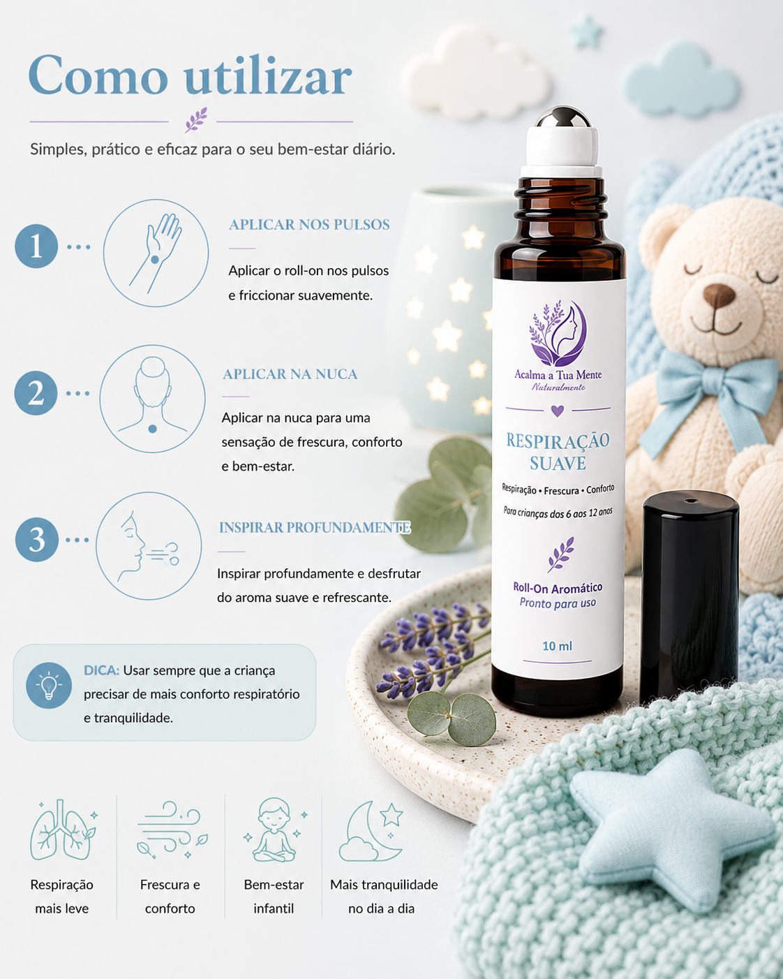 Respiração Suave | Roll-On Aromático Infantil 10 ml
