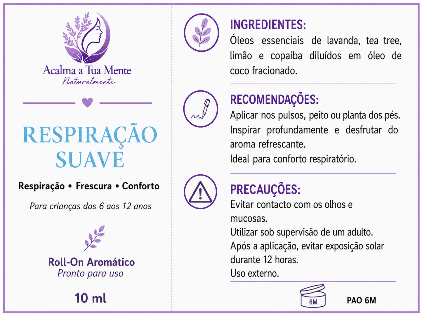 Respiração Suave | Roll-On Aromático Infantil 10 ml