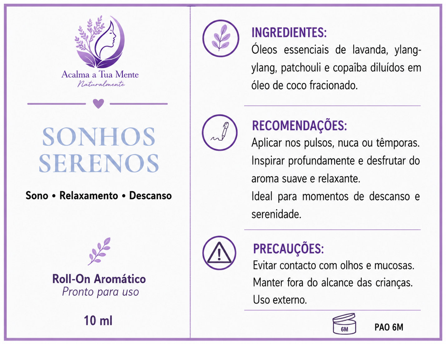 Sonhos Serenos | Roll-On Aromático Natural 10 ml